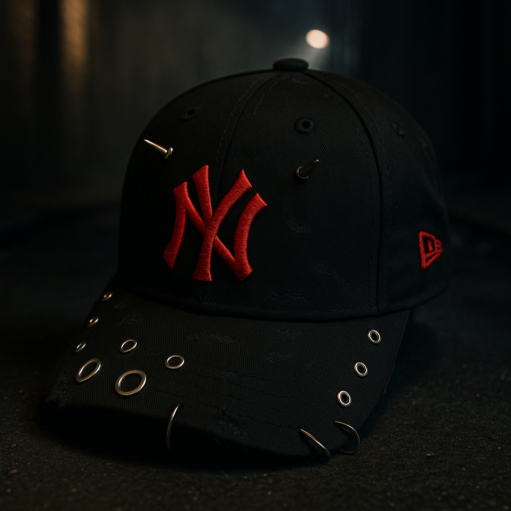 Custom NY Cap schwarz handgemacht 3D Stickerei Metal Eyelets