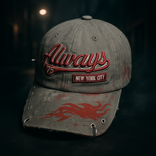 Handgefertigte Custom Flames Cap Streetwear Metal Eyelets Industrial